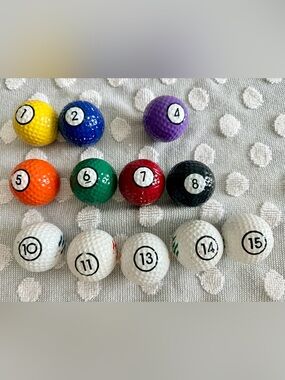 Colorful Numbered Pool Ball Golf Ball Set